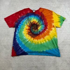 Harley-Davidson Red and Blue Tie-Dye Shirt